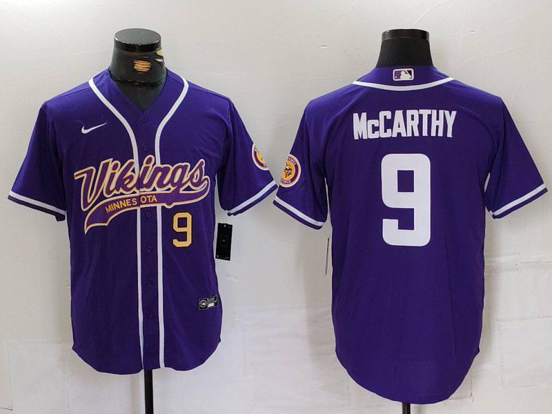 Men Minnesota Vikings 9 Mccarthy Purple Joint Name 2024 Nike Limited NFL Jersey style 3